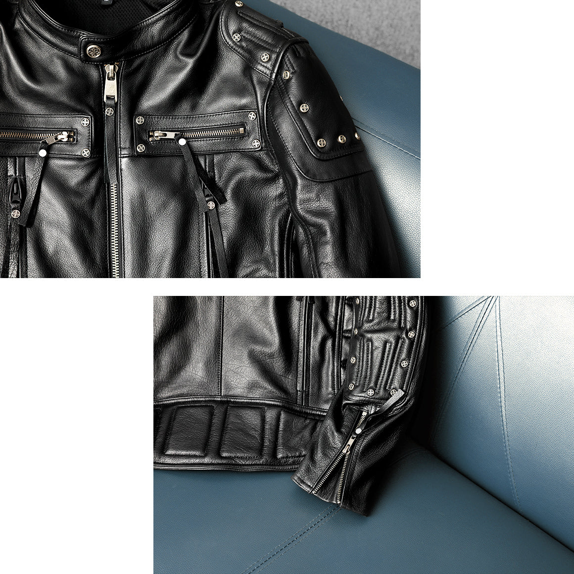 Rivet Punk Motorcycle Leather Jacket