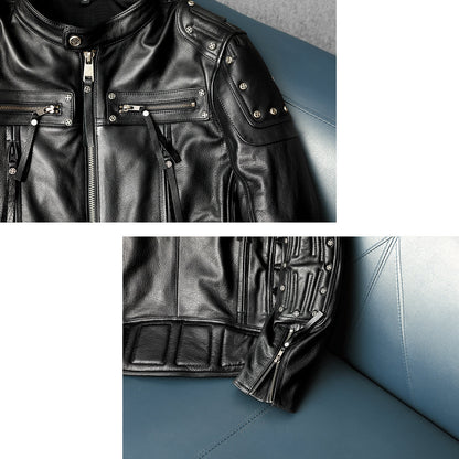 Rivet Punk Motorcycle Leather Jacket
