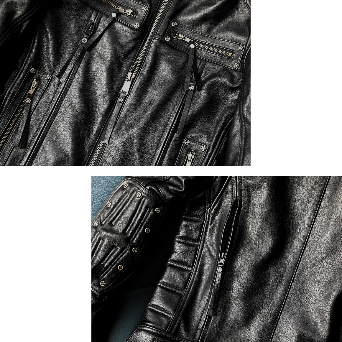 Rivet Punk Motorcycle Leather Jacket