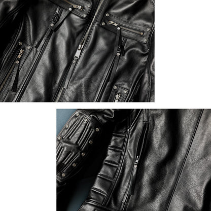 Rivet Punk Motorcycle Leather Jacket