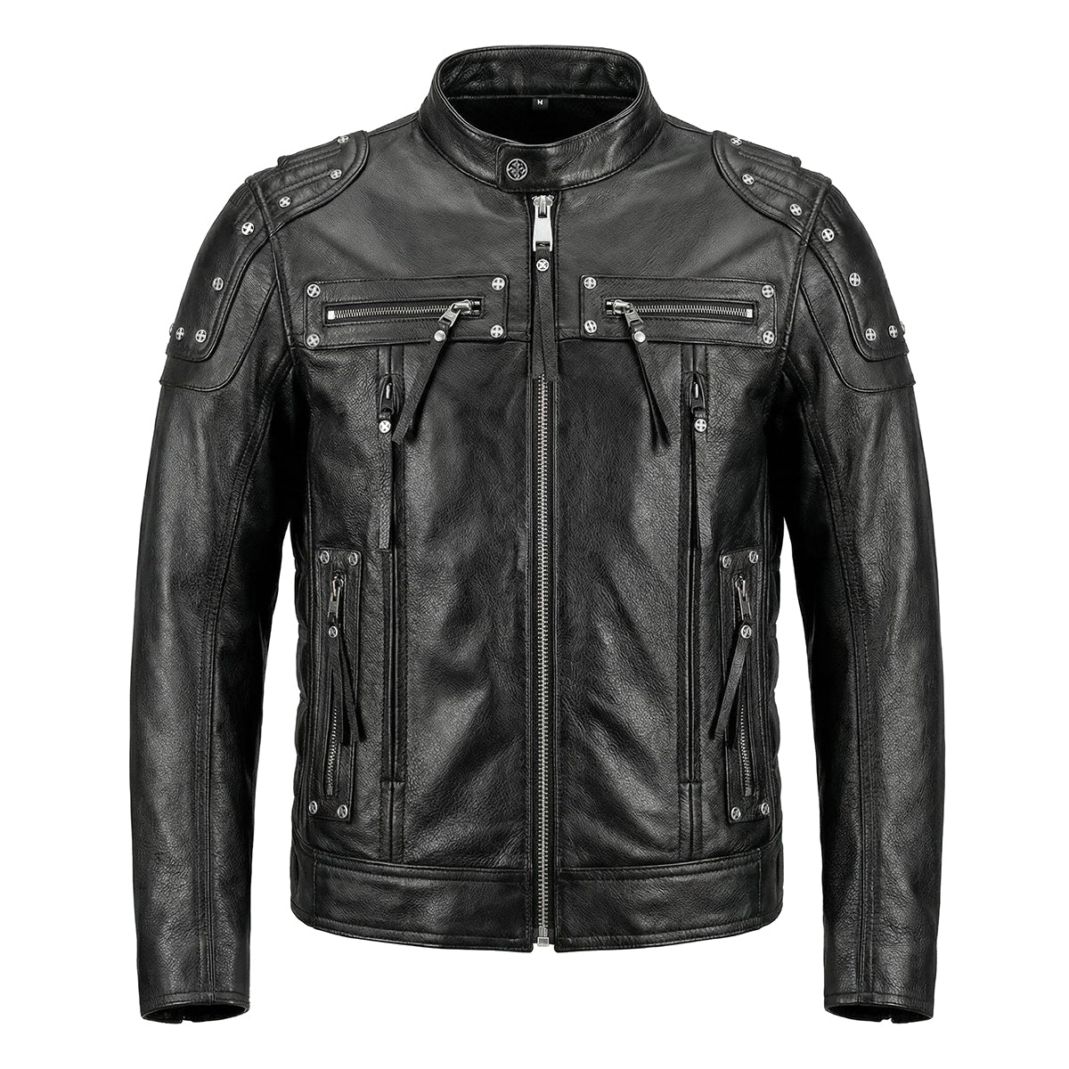 Rivet Punk Motorcycle Leather Jacket