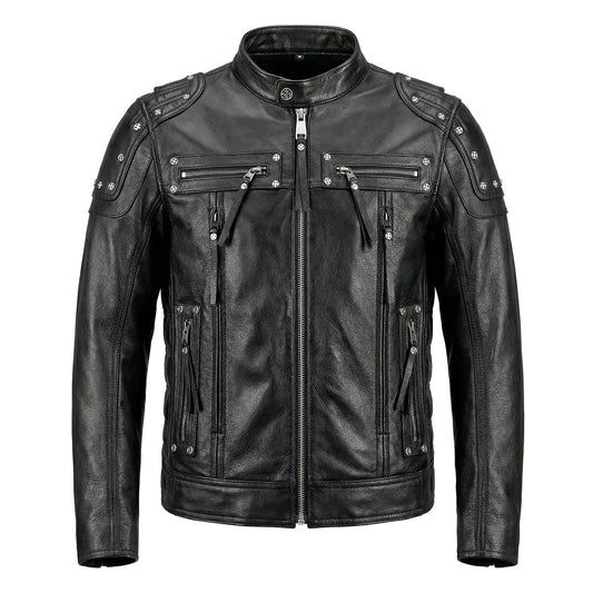 Rivet Punk Motorcycle Leather Jacket