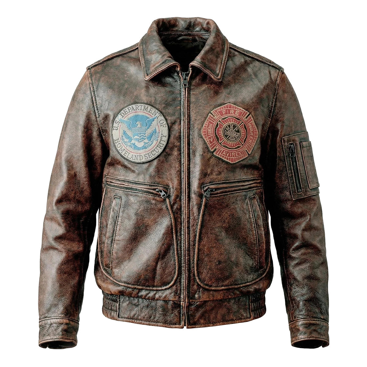 Bomber Badge Retro Motorcycle Leather Jacket