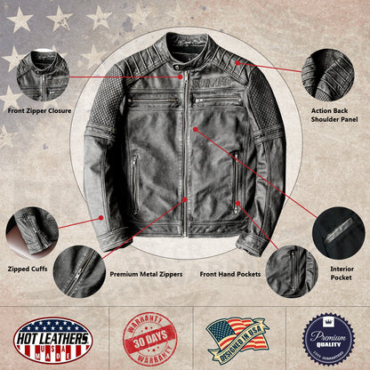 Gray Motorcycle Genuine Leather Jacket
