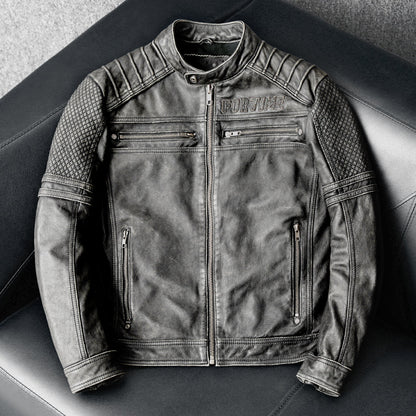 Gray Motorcycle Genuine Leather Jacket