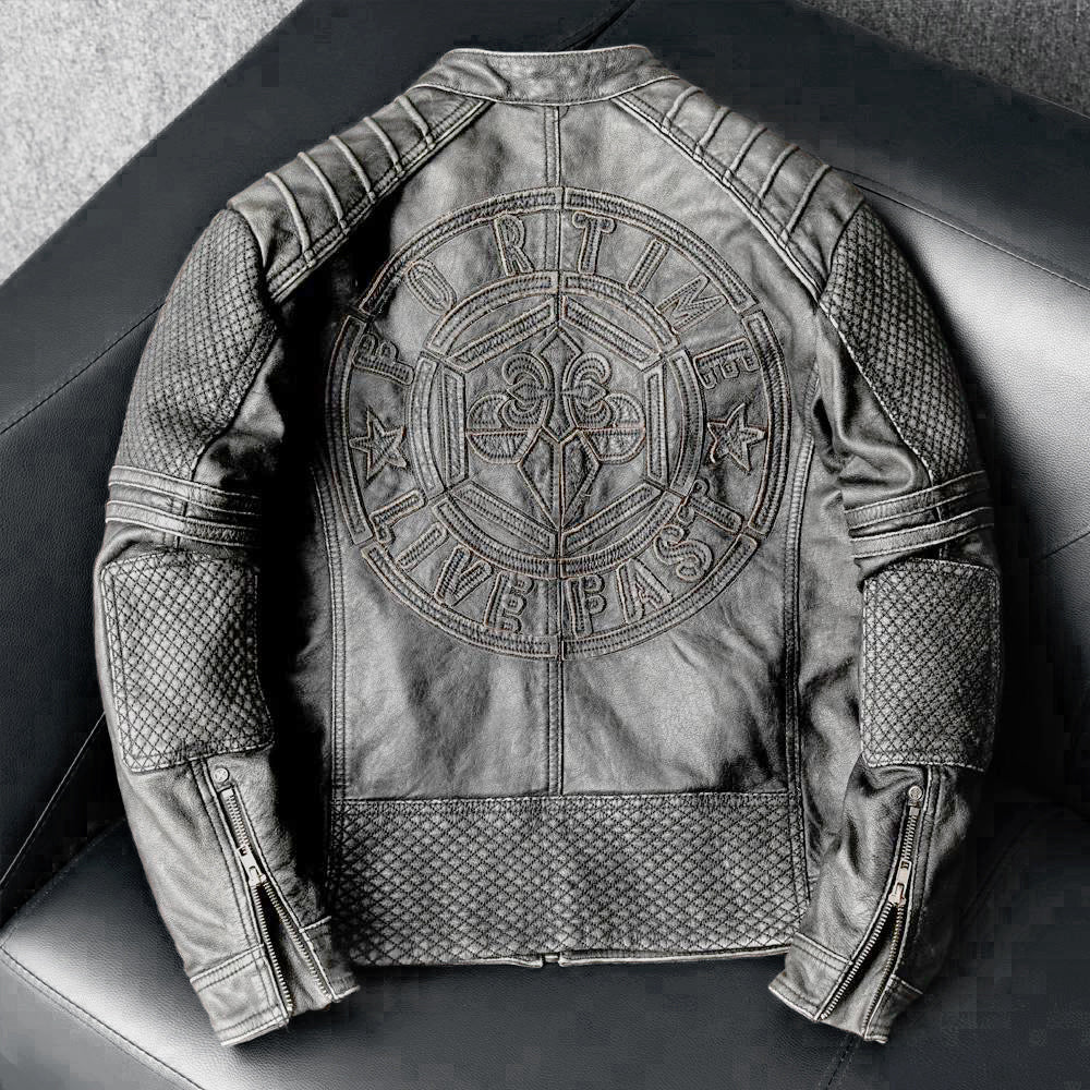 Gray Motorcycle Genuine Leather Jacket