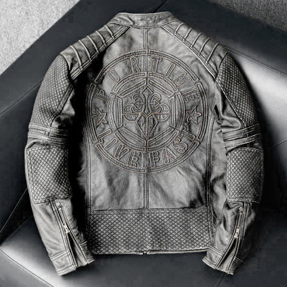 Gray Motorcycle Genuine Leather Jacket