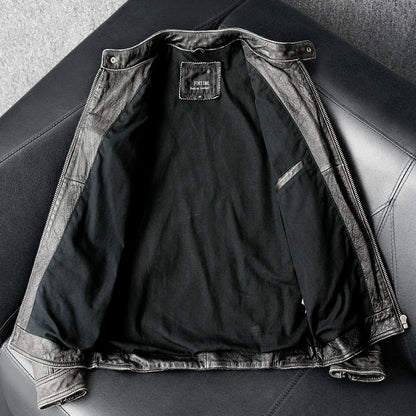 Gray Motorcycle Genuine Leather Jacket