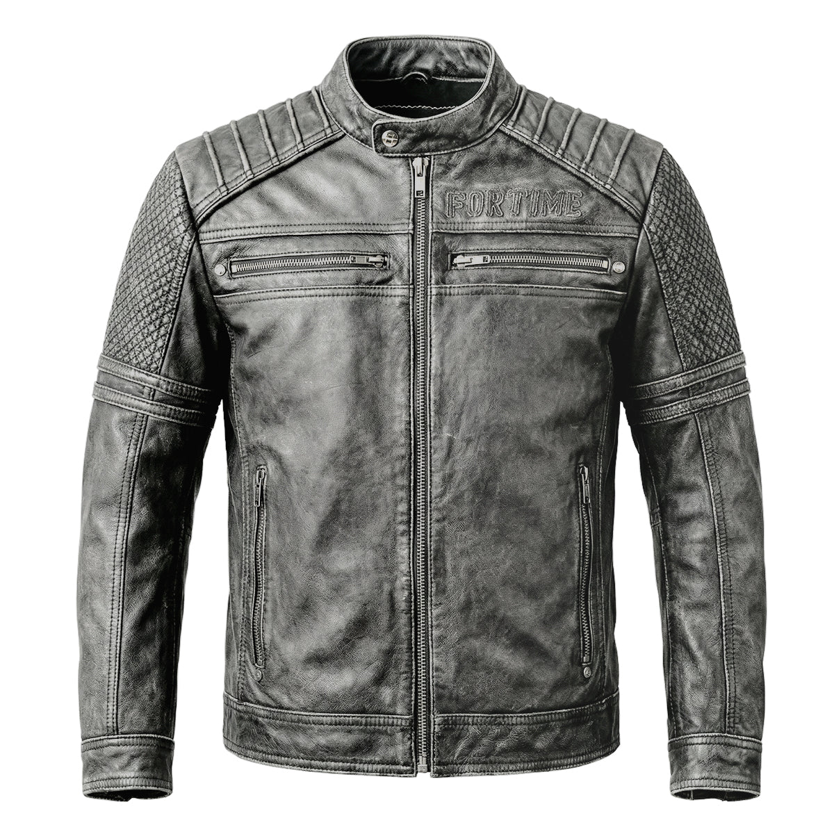 Gray Motorcycle Genuine Leather Jacket