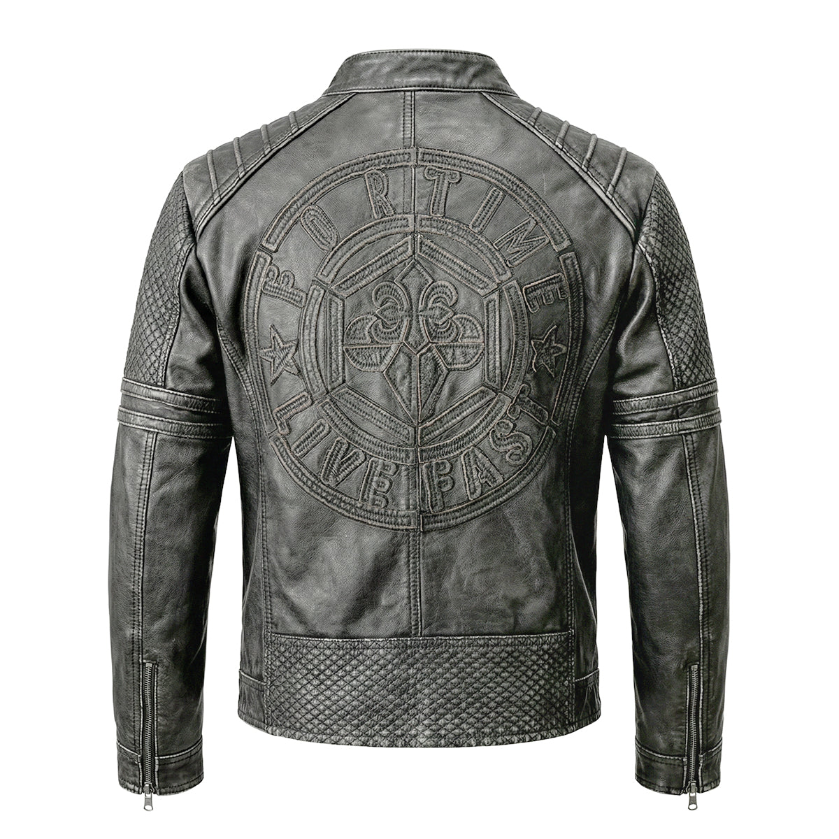 Gray Motorcycle Genuine Leather Jacket