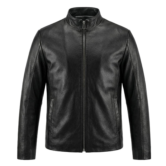 Motorcycle Casual Slim Fit Genuine Leather Jacket