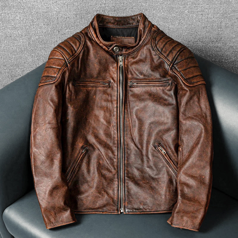 Amekaji Cowhide Genuine Leather Jacket
