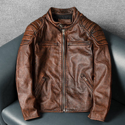 Amekaji Cowhide Genuine Leather Jacket