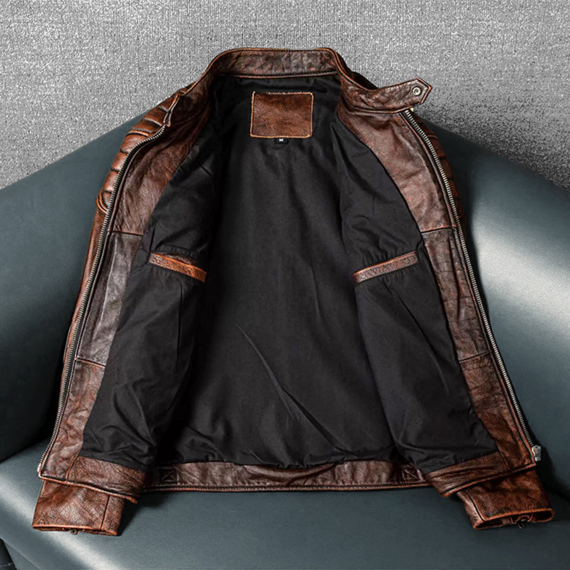 Amekaji Cowhide Genuine Leather Jacket