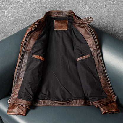 Amekaji Cowhide Genuine Leather Jacket