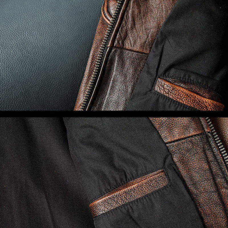 Amekaji Cowhide Genuine Leather Jacket