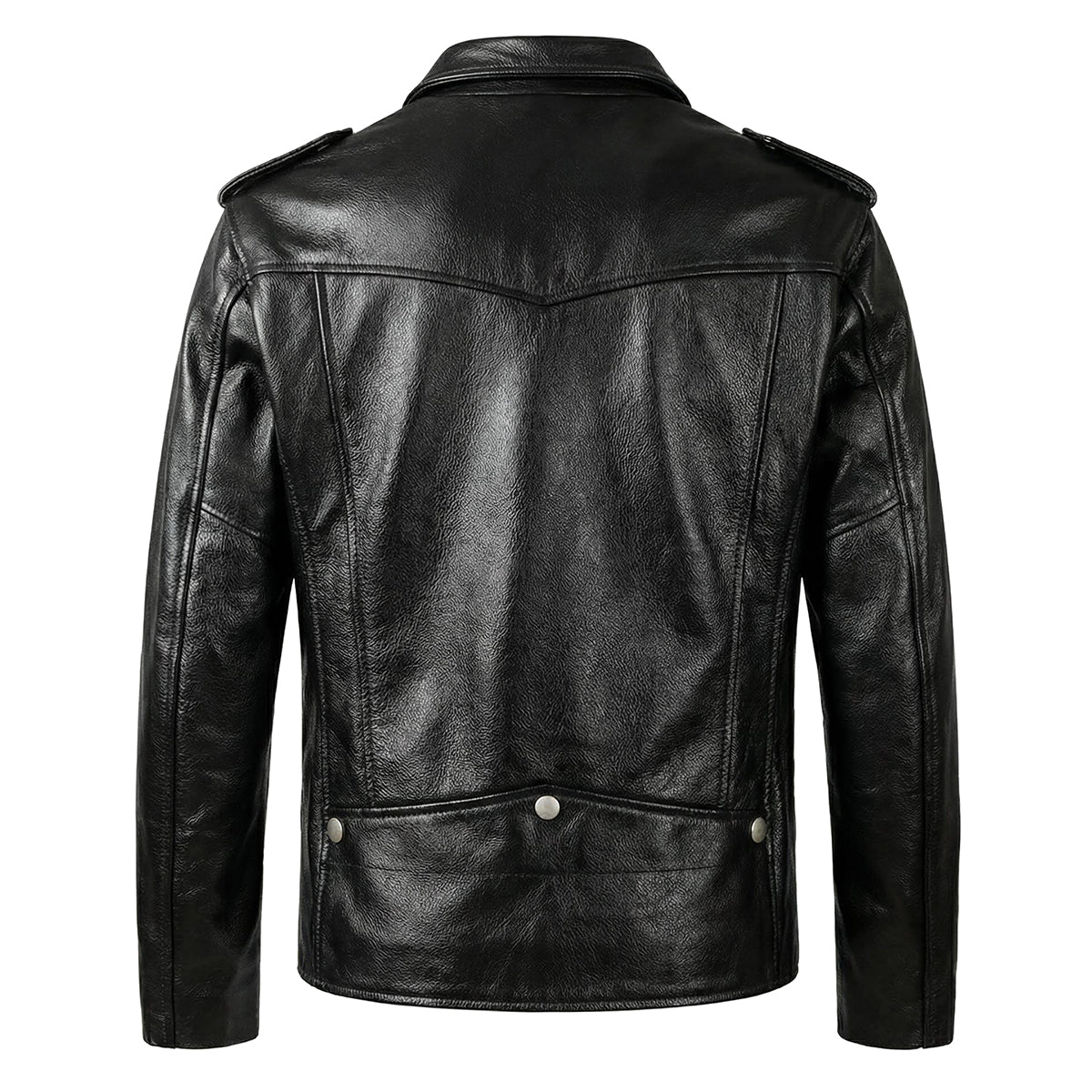 Large Lapel Motorcycle Genuine Leather Jacket