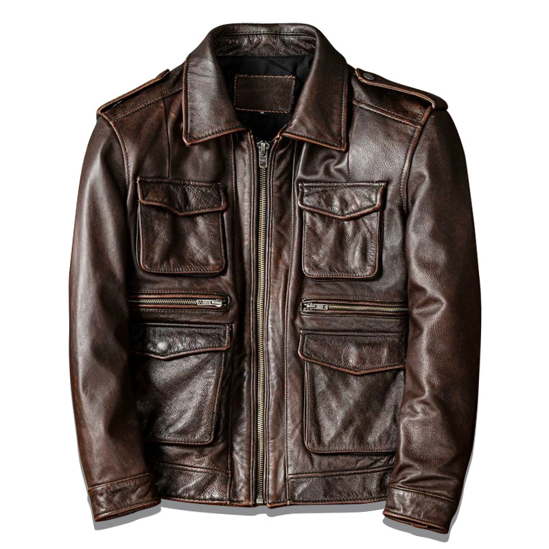 Retro M65 Workwear Motorcycle Leather Jacket