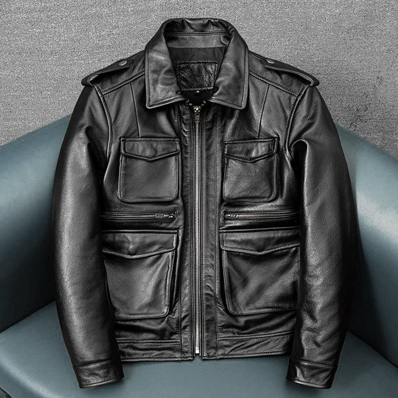 Retro M65 Workwear Motorcycle Leather Jacket