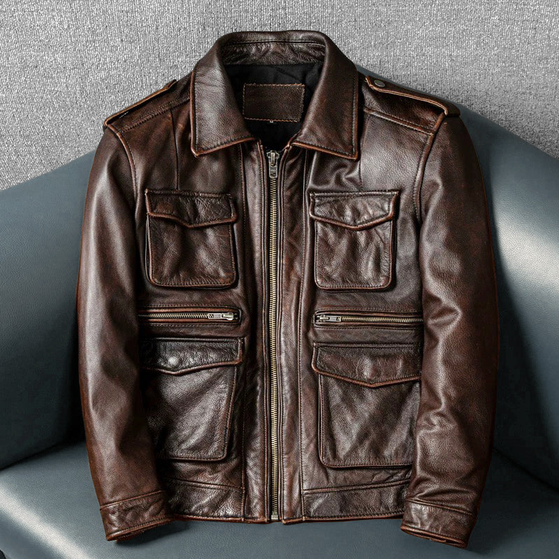 Retro M65 Workwear Motorcycle Leather Jacket