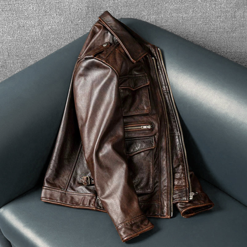 Retro M65 Workwear Motorcycle Leather Jacket