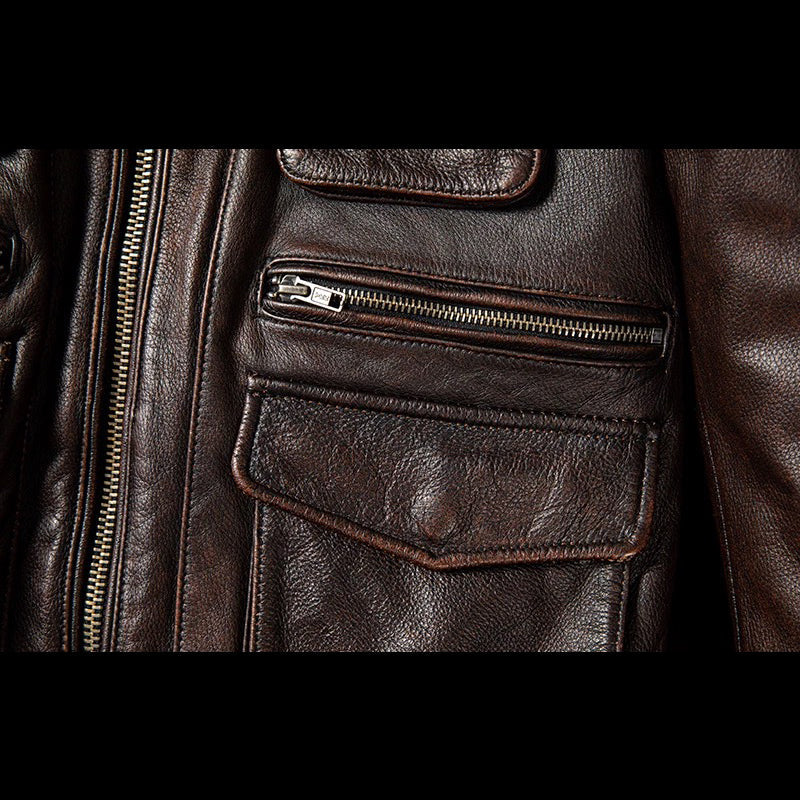 Retro M65 Workwear Motorcycle Leather Jacket