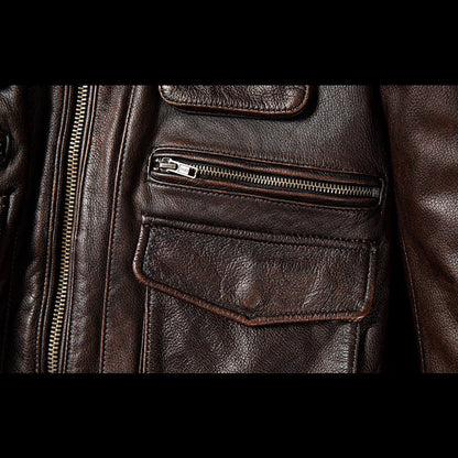 Retro M65 Workwear Motorcycle Leather Jacket