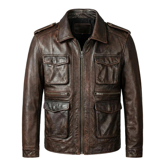 Retro M65 Workwear Motorcycle Leather Jacket