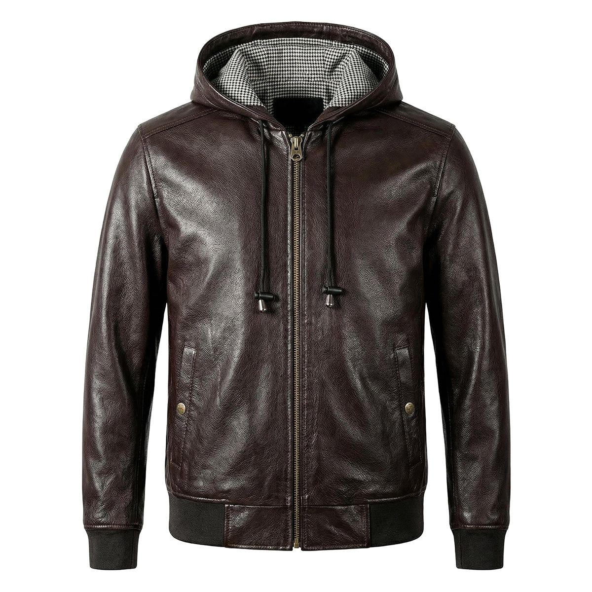 Hooded Casual Versatile Motorcycle Leather Jacket