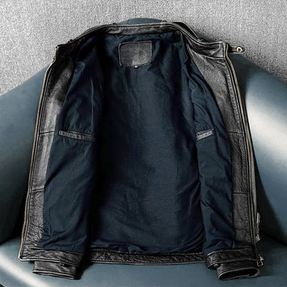 Top Layer Cowhide Retro Leather Motorcycle Jacket