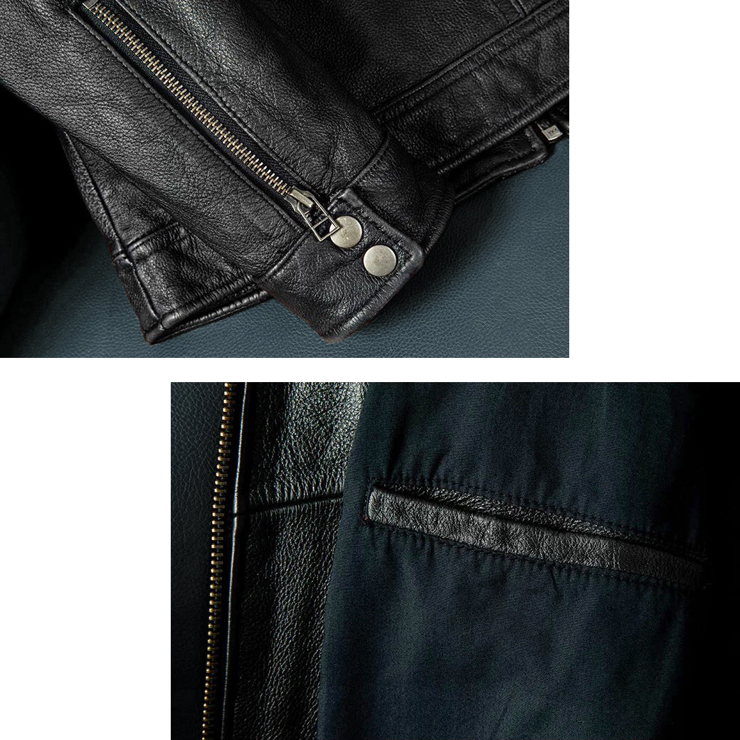 Top Layer Cowhide Retro Leather Motorcycle Jacket