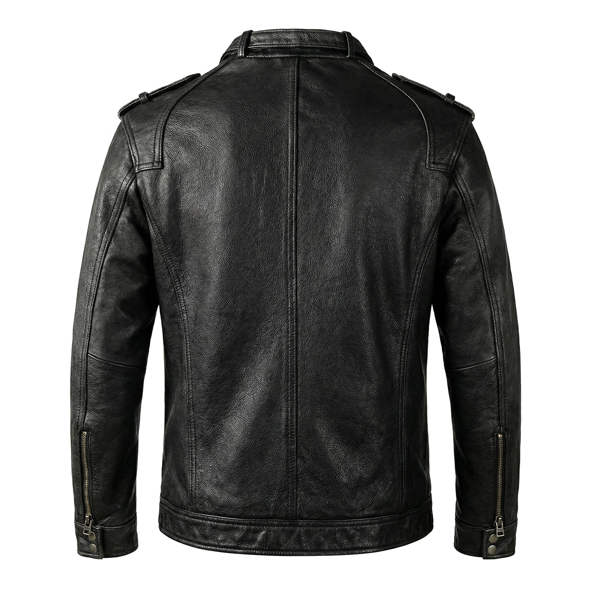 Top Layer Cowhide Retro Leather Motorcycle Jacket