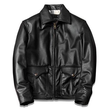 European-style Slim Fit Genuine Leather Jacket