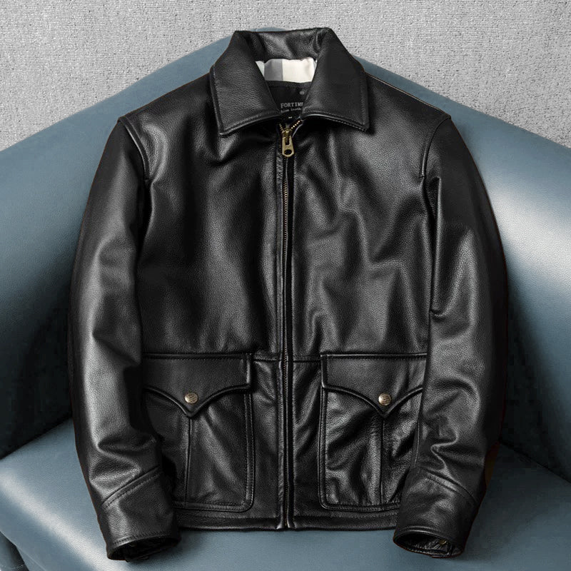 European-style Slim Fit Genuine Leather Jacket