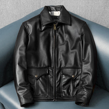 European-style Slim Fit Genuine Leather Jacket