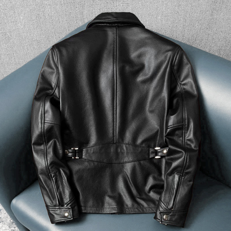 European-style Slim Fit Genuine Leather Jacket