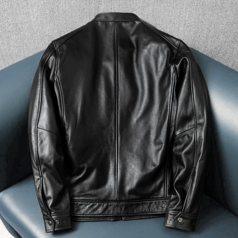 Large Size Motorcycle Cowhide Leather Jacket