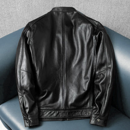 Large Size Motorcycle Cowhide Leather Jacket