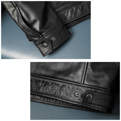 Large Size Motorcycle Cowhide Leather Jacket