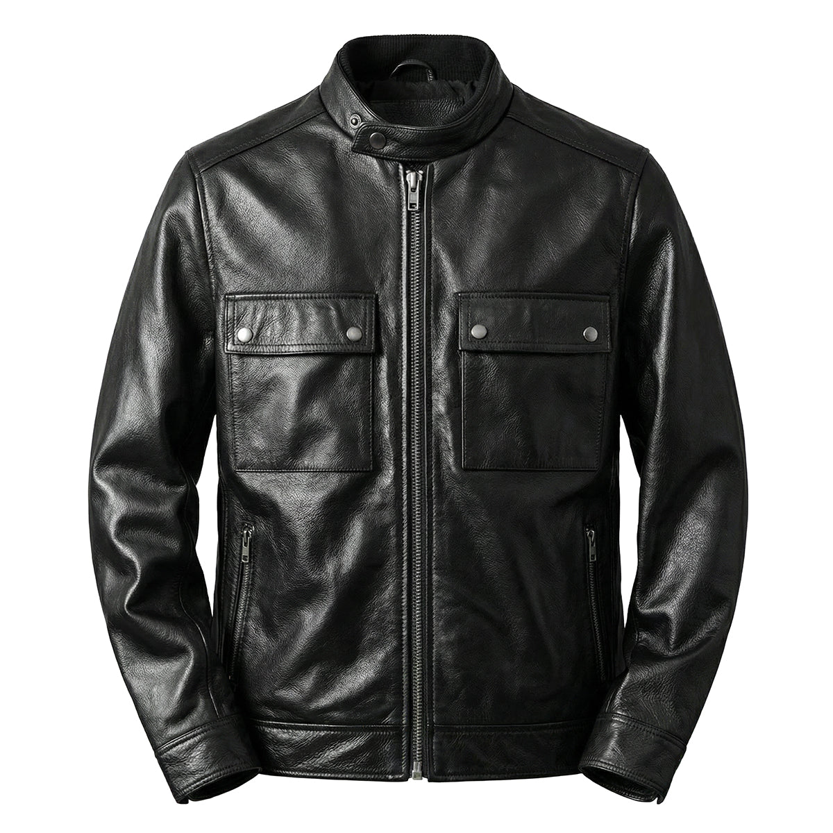 Large Size Motorcycle Cowhide Leather Jacket