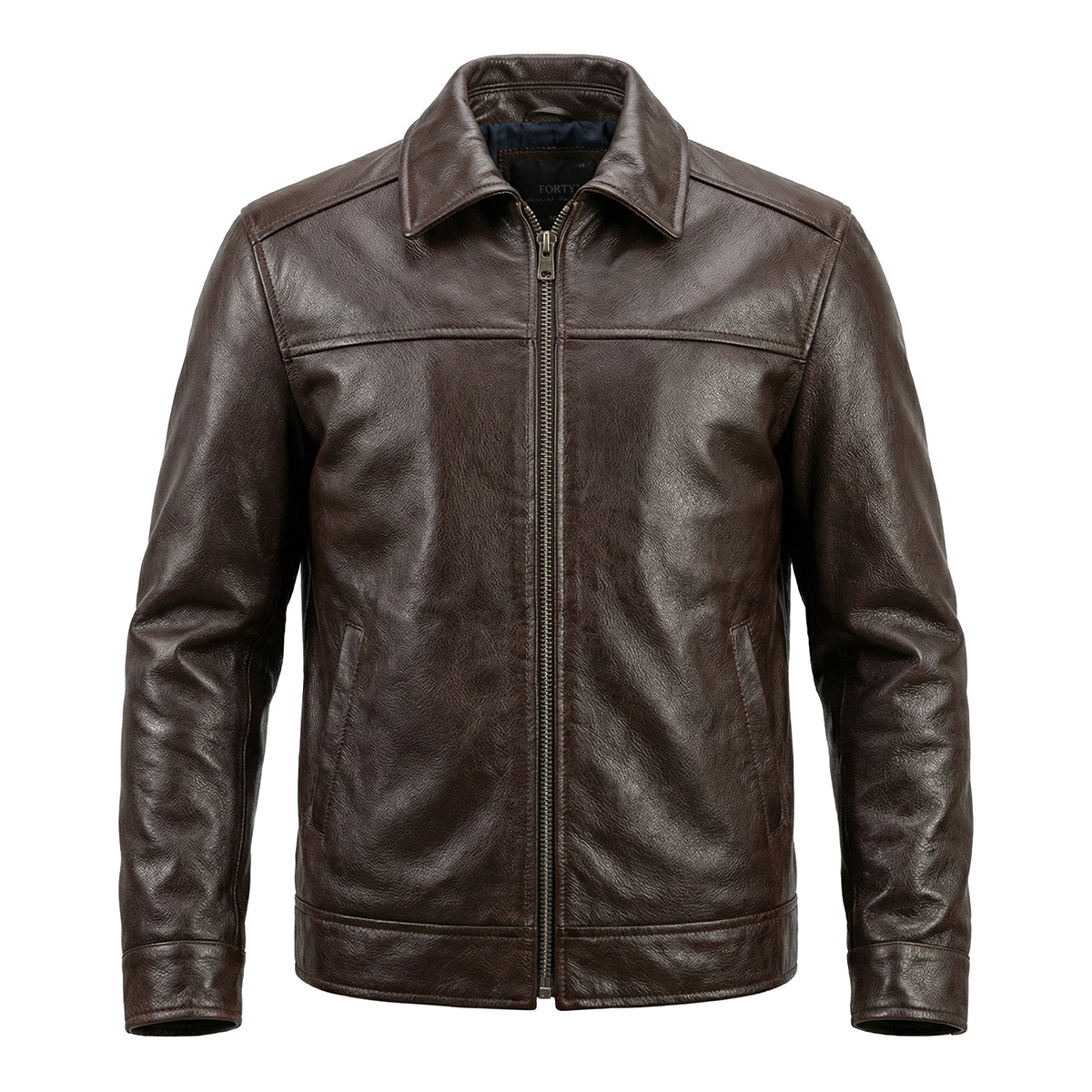Brown Short Motorcycle Genuine Leather Jacket