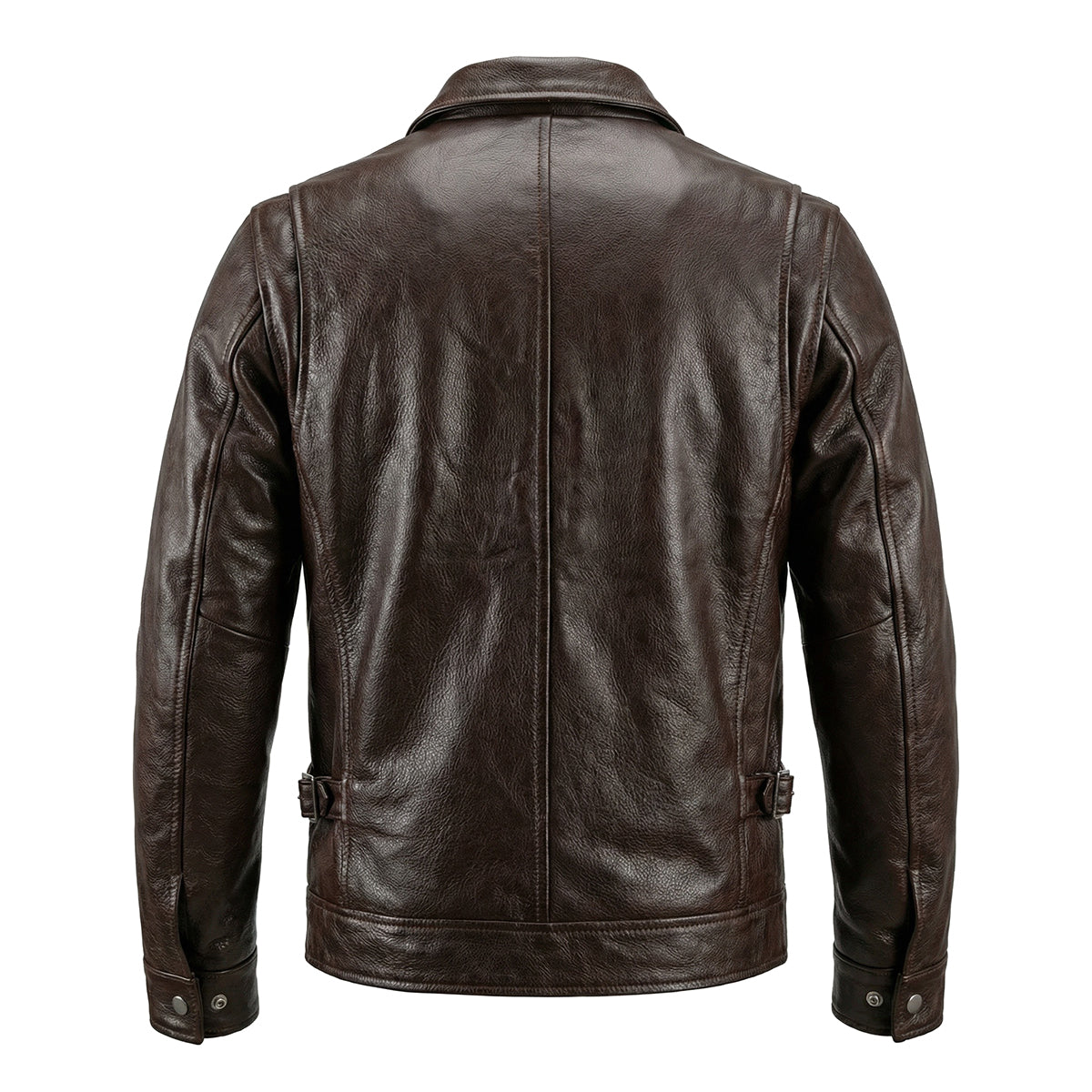 Brown Short Motorcycle Genuine Leather Jacket