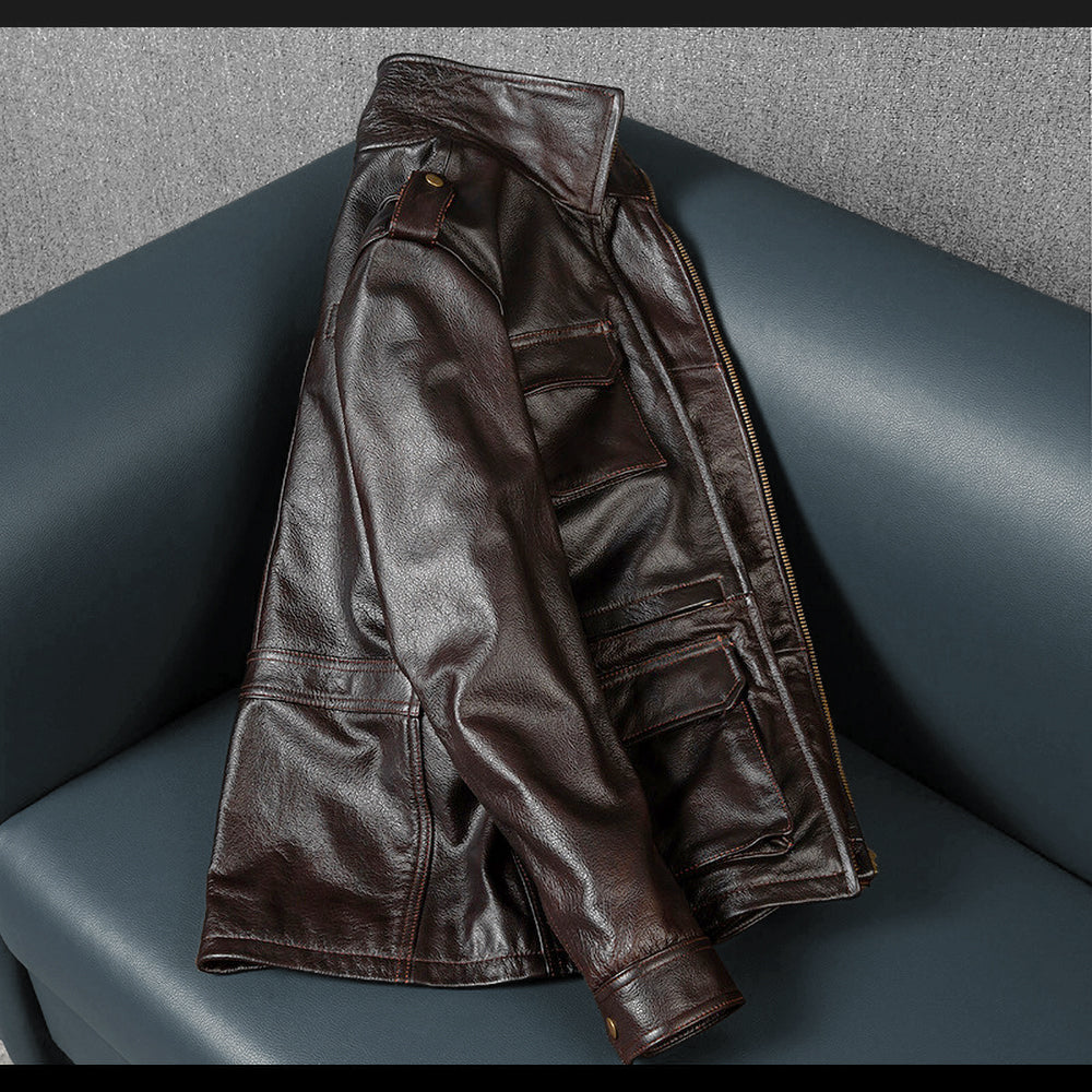 M6 Soft Cowhide Motorcycle Leather Jacket