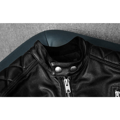 Plaid Stripes Motorcycle Genuine Leather Jacket