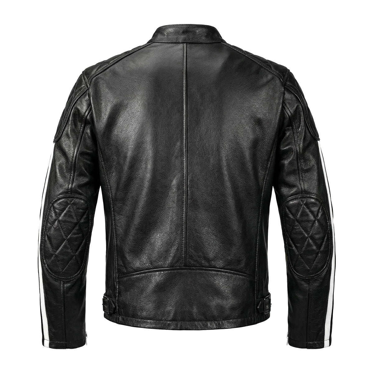 Plaid Stripes Motorcycle Genuine Leather Jacket