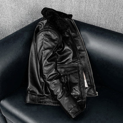 Large Size Black Cotton Motorcycle Leather Jacket