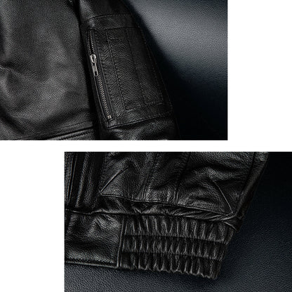 Large Size Black Cotton Motorcycle Leather Jacket