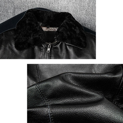 Large Size Black Cotton Motorcycle Leather Jacket