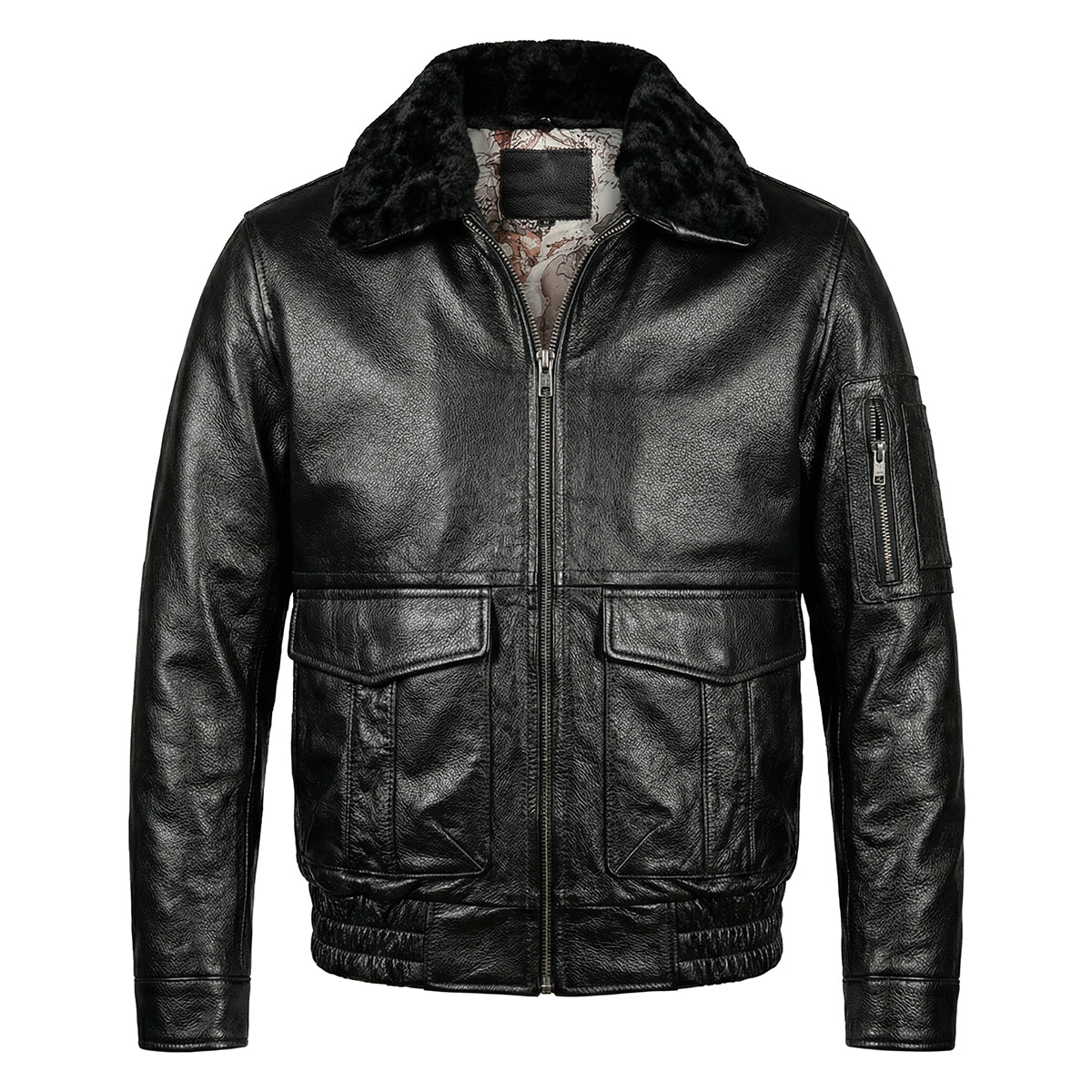 Large Size Black Cotton Motorcycle Leather Jacket