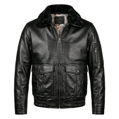 Large Size Black Cotton Motorcycle Leather Jacket